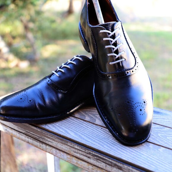 SALE - Allen Edmonds 9-D Cornwallis Black with Dark Blue Accents Mens Dress Shoe - Picture 1 of 8